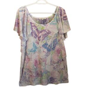 Indigo Soul XL lavender blue multicolor top beaded front